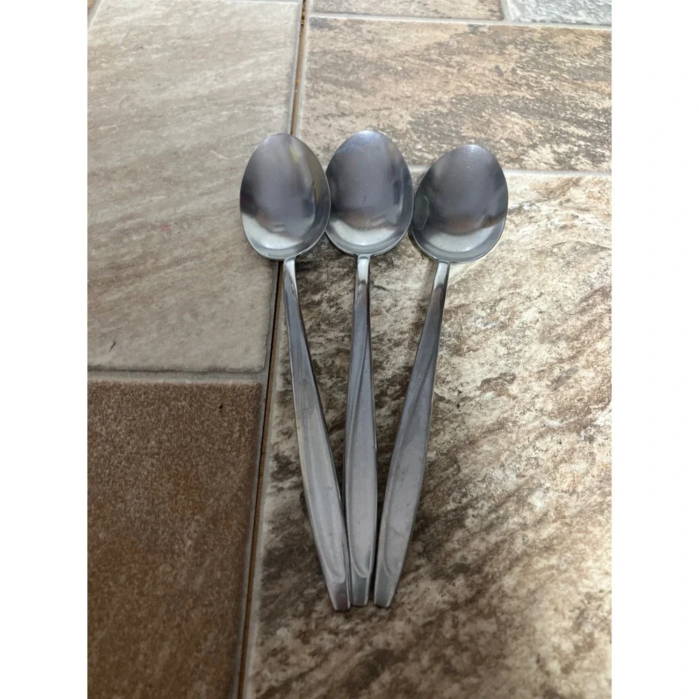 CUS Solingen Germany Stainless Steel Spoons Set of 3 Mid Century Modern 7.5 Inch